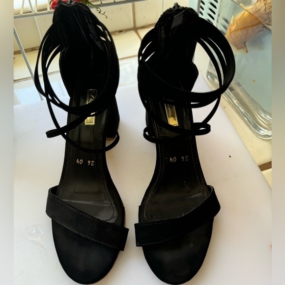 Black Paloma Shoes Strappy Block Sandals Made in Spain Size 26 US Size 8 Vintage - Picture 2 of 7